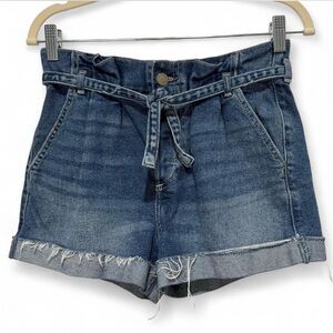 Hollister Ultra High-Rise Mom Shorts Paperbag Tie Waist Denim Jean Size 1 W25